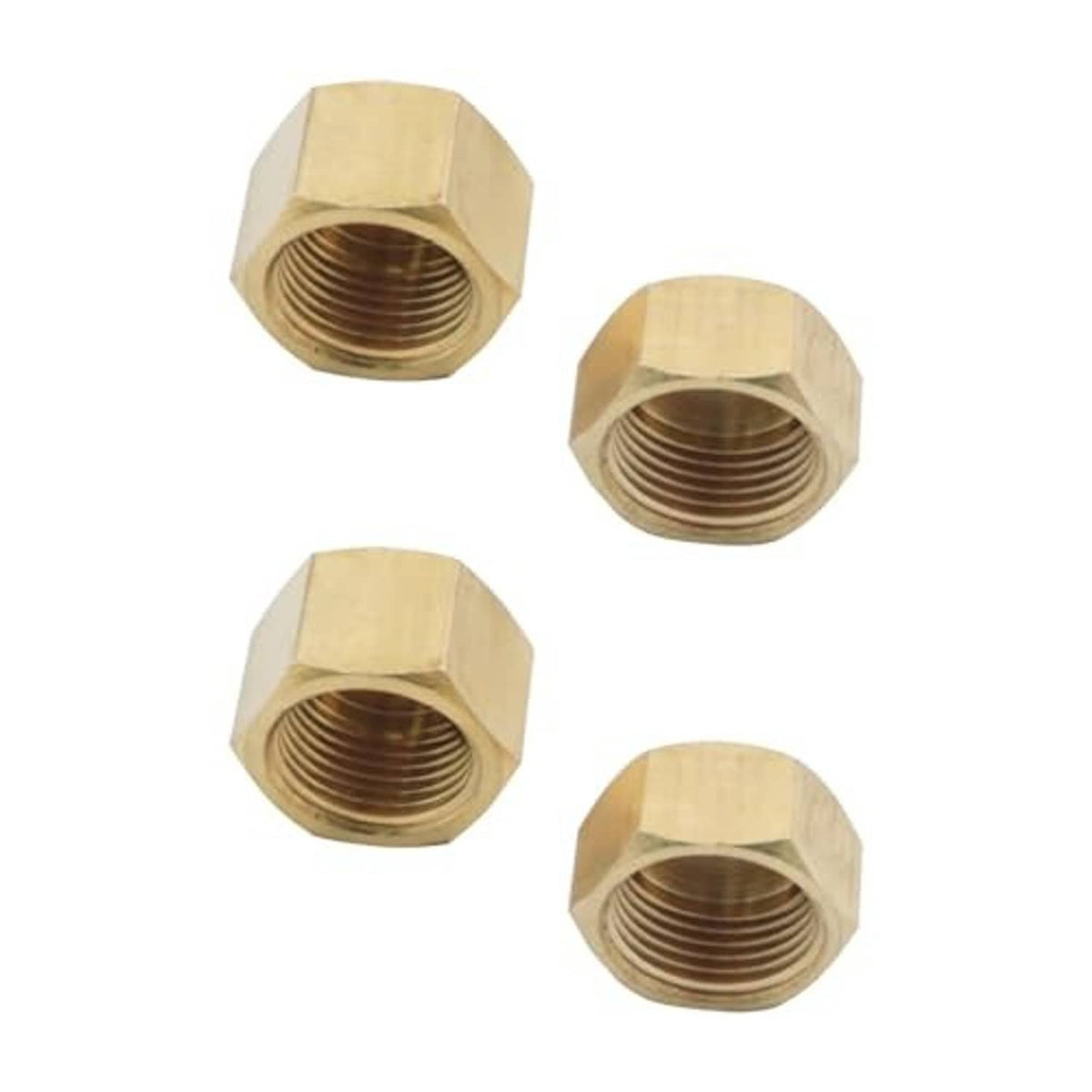 Set of brass hex pipe plug caps with internal threads, 3/8 in NPT