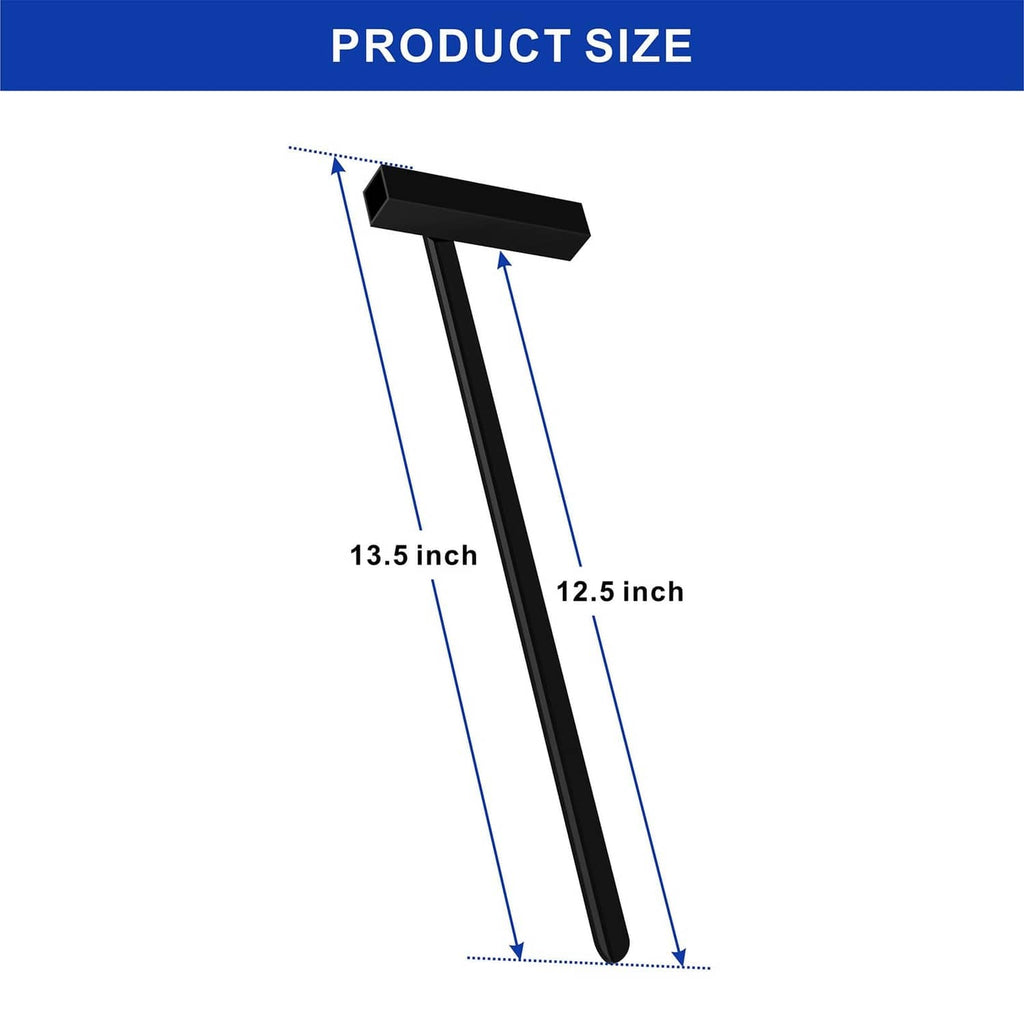 Black golf grip remover tool shown with overall size measurements in inches