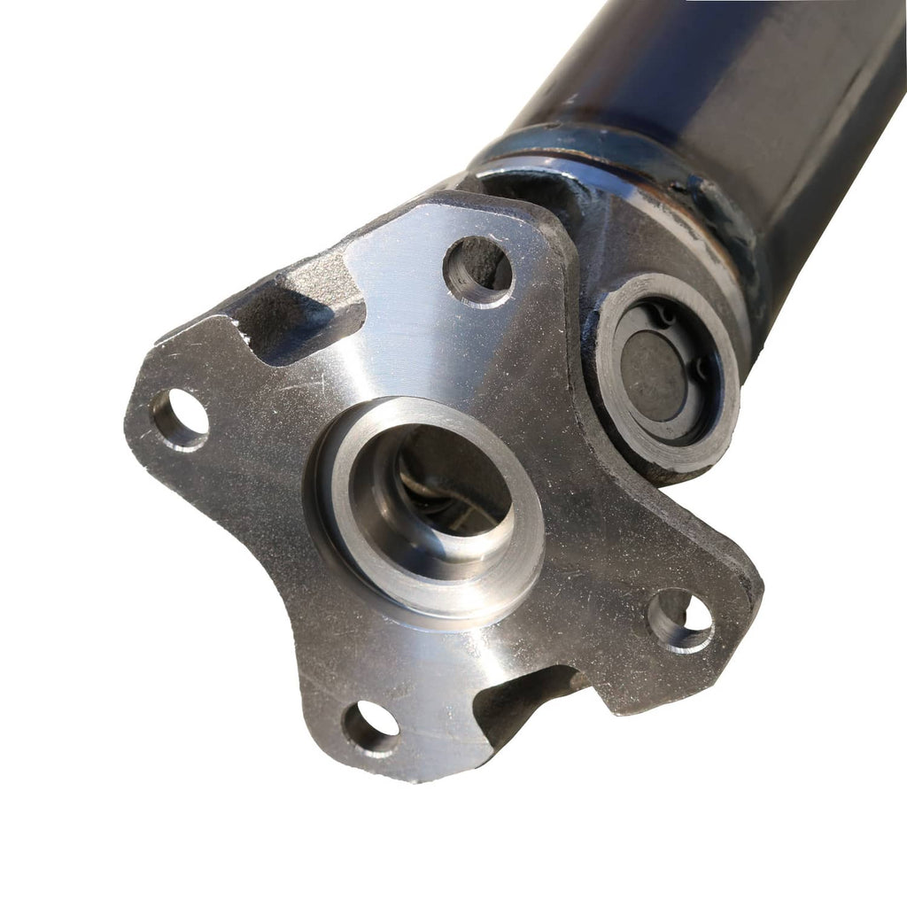 Rear drive shaft assembly flange end with bolt holes and sealed bearing