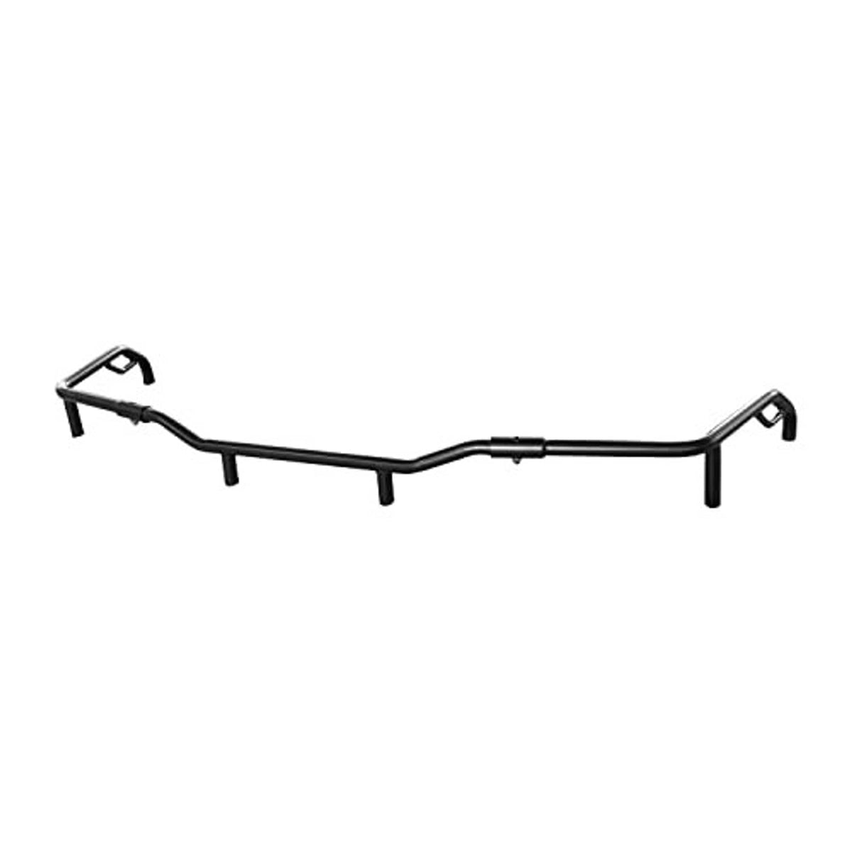 Black front rack extender, curved tubular frame with four mounting posts