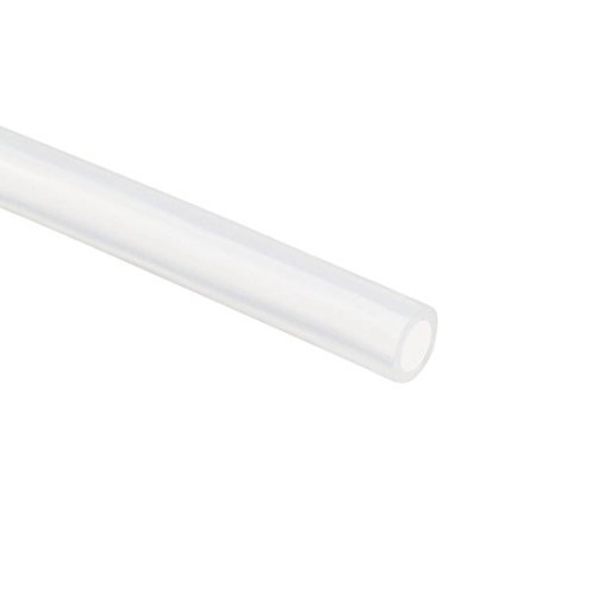 Clear flexible silicone tube, straight length with hollow center, 8mm x 12mm