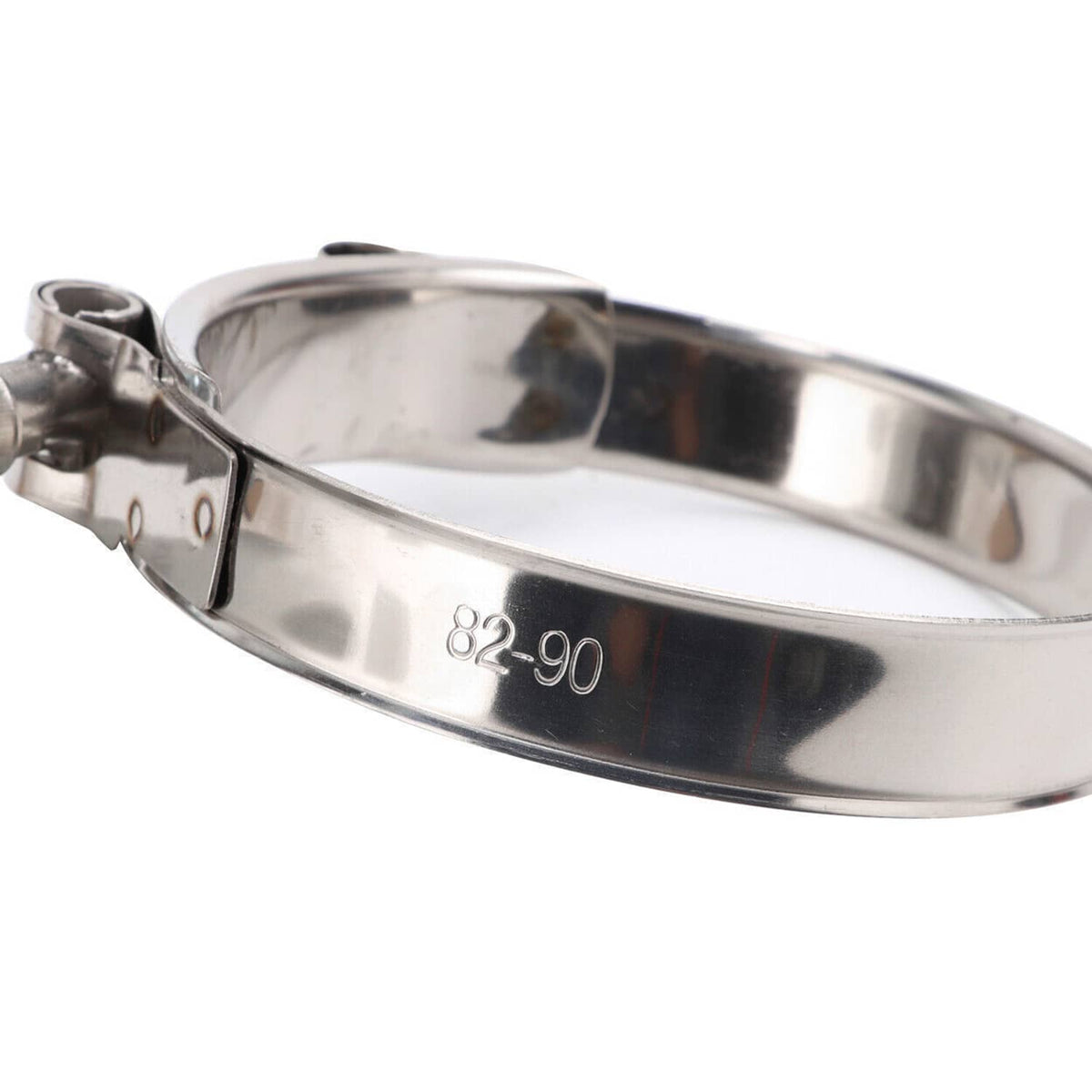Stainless steel intercooler clamp with screw, stamped 82-90, for hoses