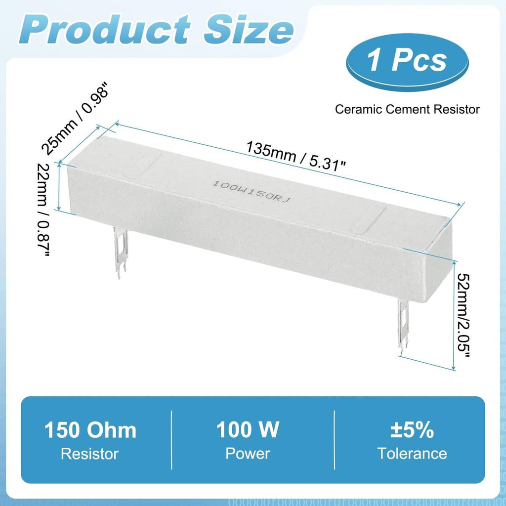 Ceramic cement power resistor, light gray block with two underside leads