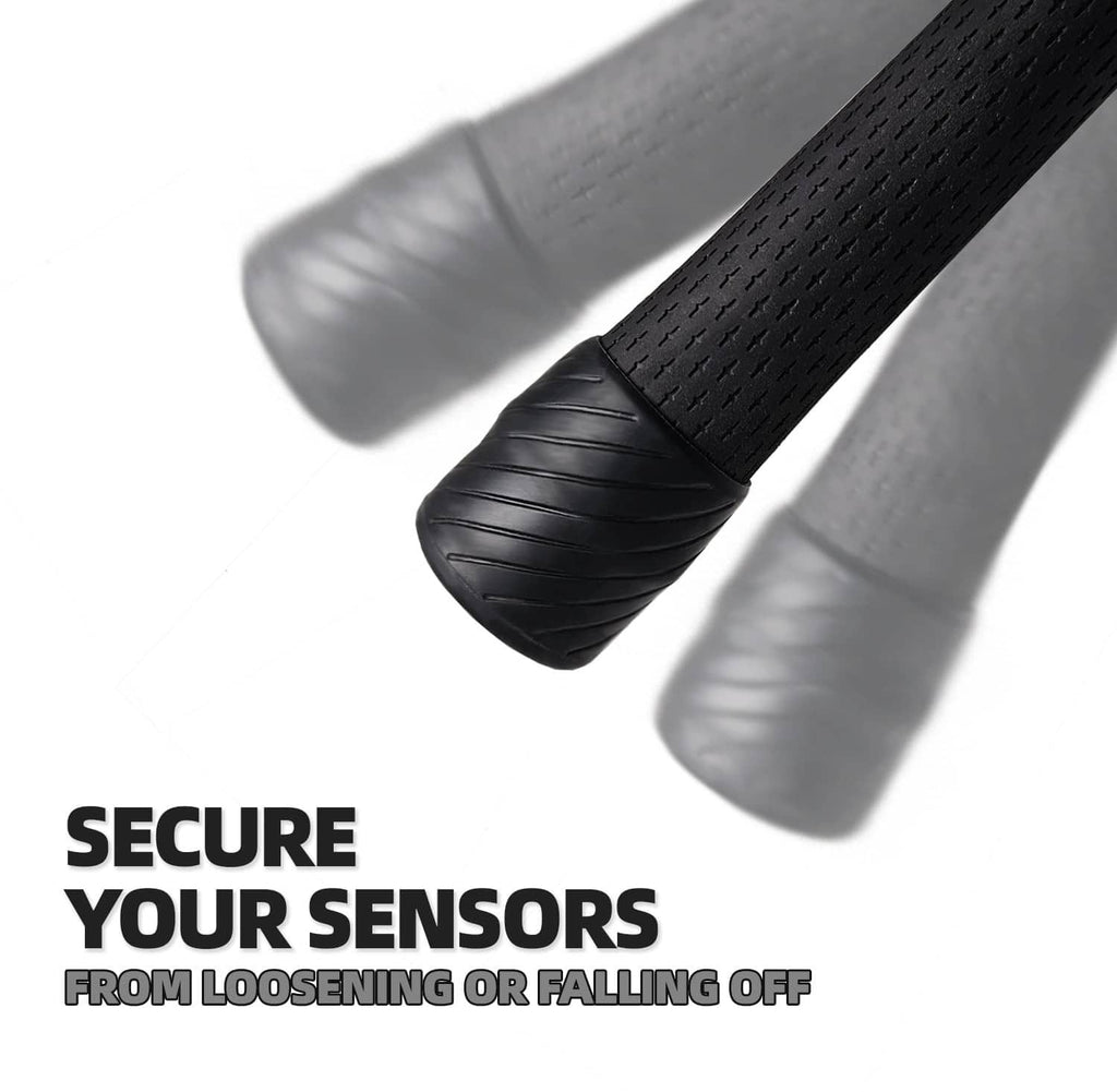 Black ARYZE sensor cover pair, textured rubber caps with ribbed pattern