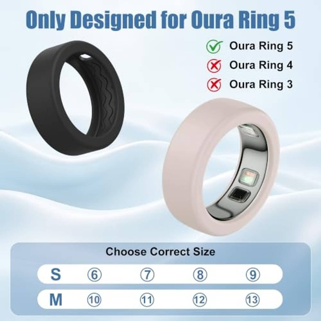 Dual silicone ring covers in black and light starlight with wavy interior texture