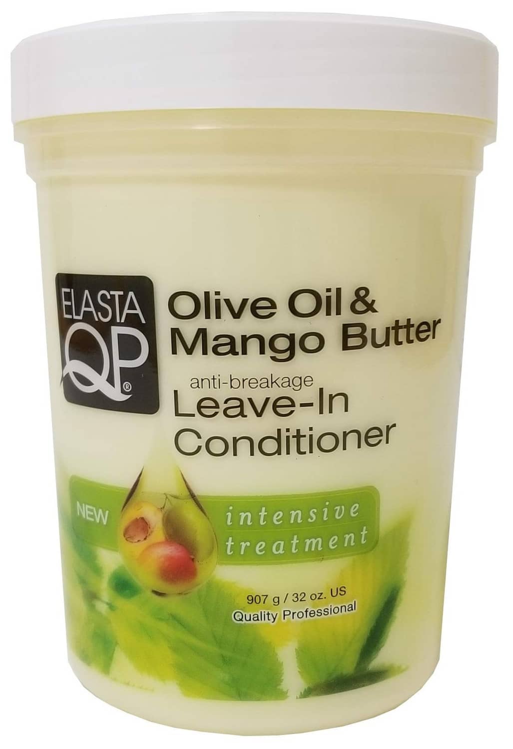 Leave-in conditioner tub with Olive Oil & Mango Butter anti-breakage label, 32 oz