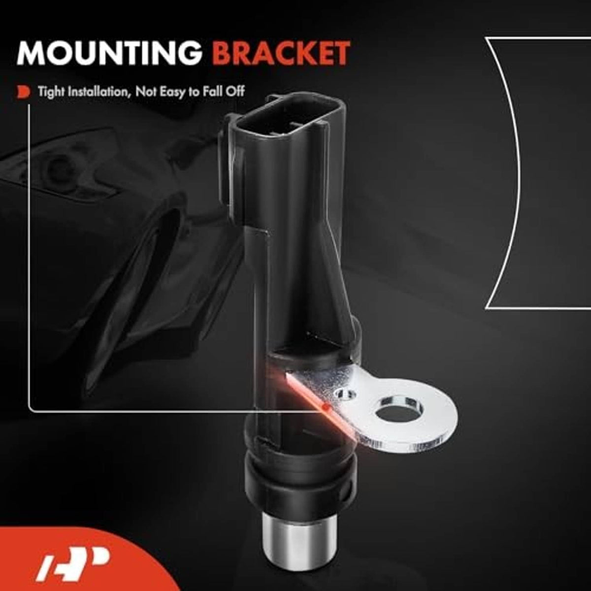 Mounting bracket promotional graphic with illustrated crankshaft position sensor