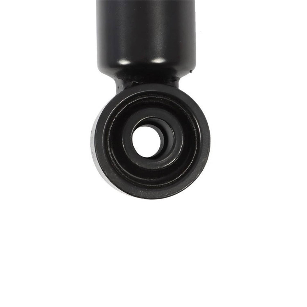 Black air strut end with round rubber bushing and metal collar
