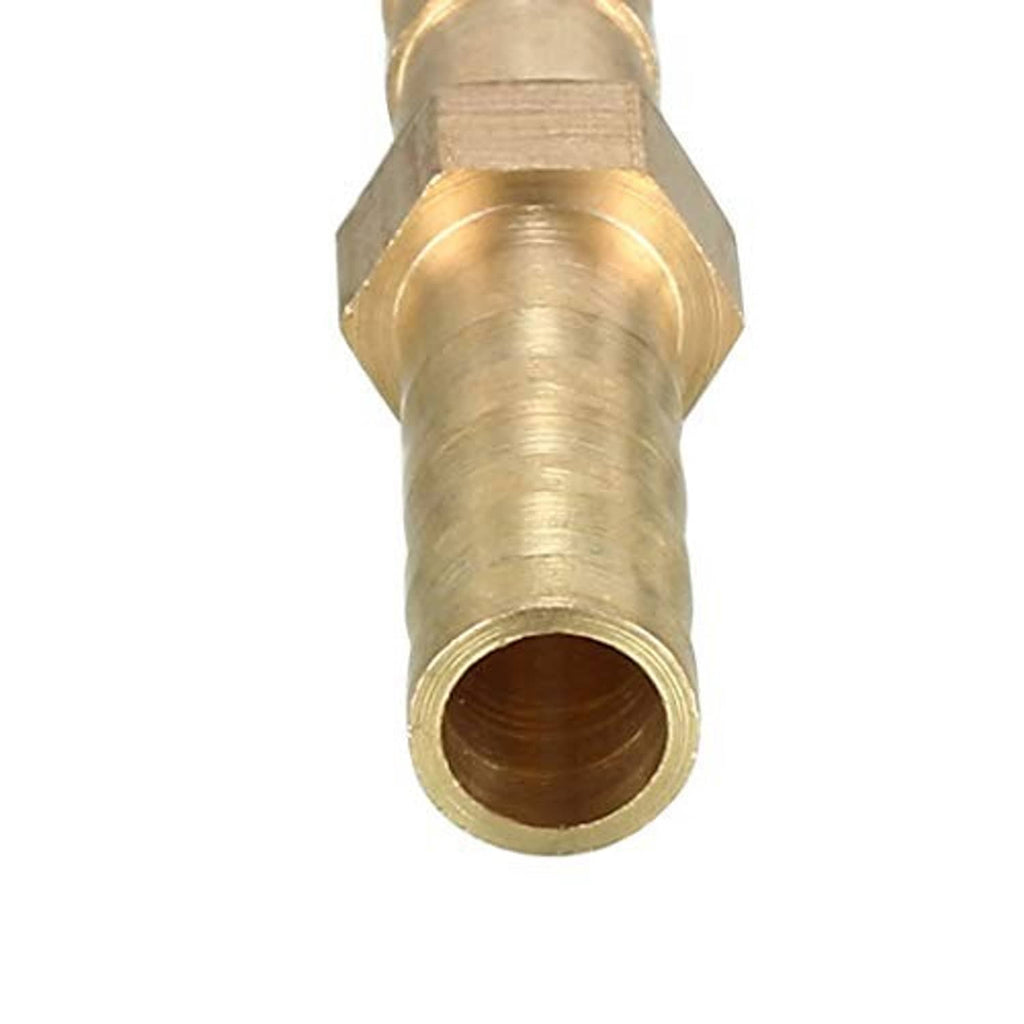 Brass barbed straight hose connector coupler with ridged barbs and threaded collar