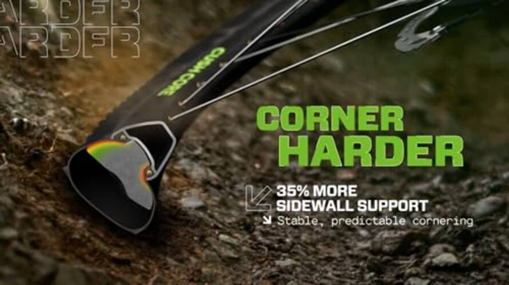 Tire corner hardener insert detail for side protection and impact support