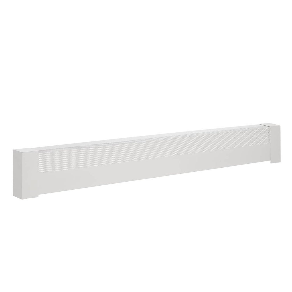 White 5 ft baseboard heater cover, vented grille with raised side edges