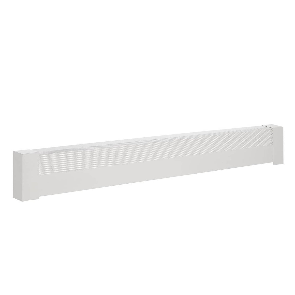 White 5 ft baseboard heater cover, vented grille with raised side edges