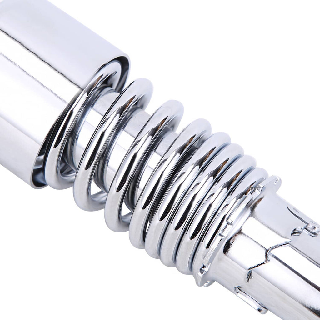 Chrome shock absorber coil spring with polished damper rod detail