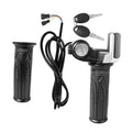 Electric scooter half-twist throttle grip set with LED display, cable, and two keys.