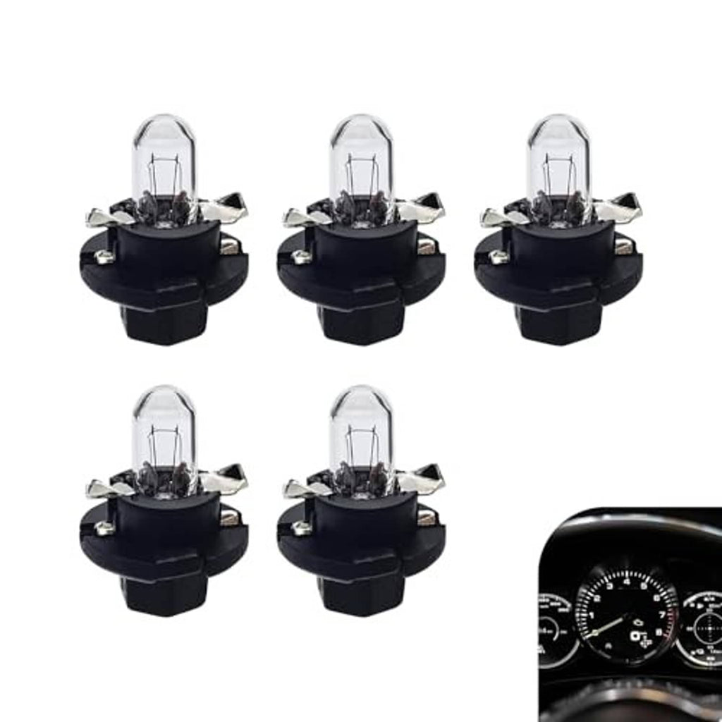 Dashboard light bulbs set: clear glass bulb with black mounting base, plug-in style