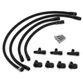 Black coolant crossover hose kit with AN fittings and braided hoses