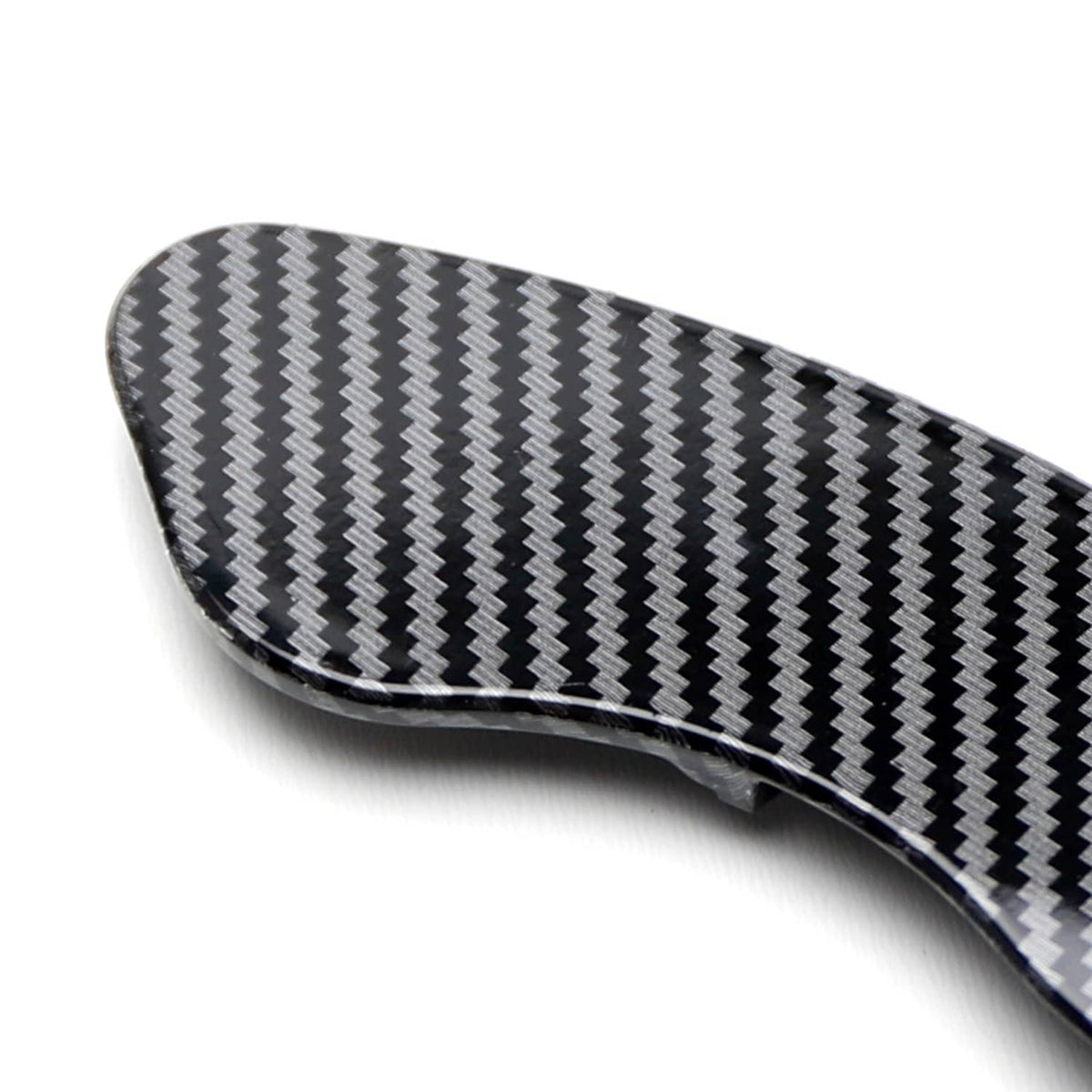 Carbon-fiber pattern paddle shift cover detail with zigzag weave texture