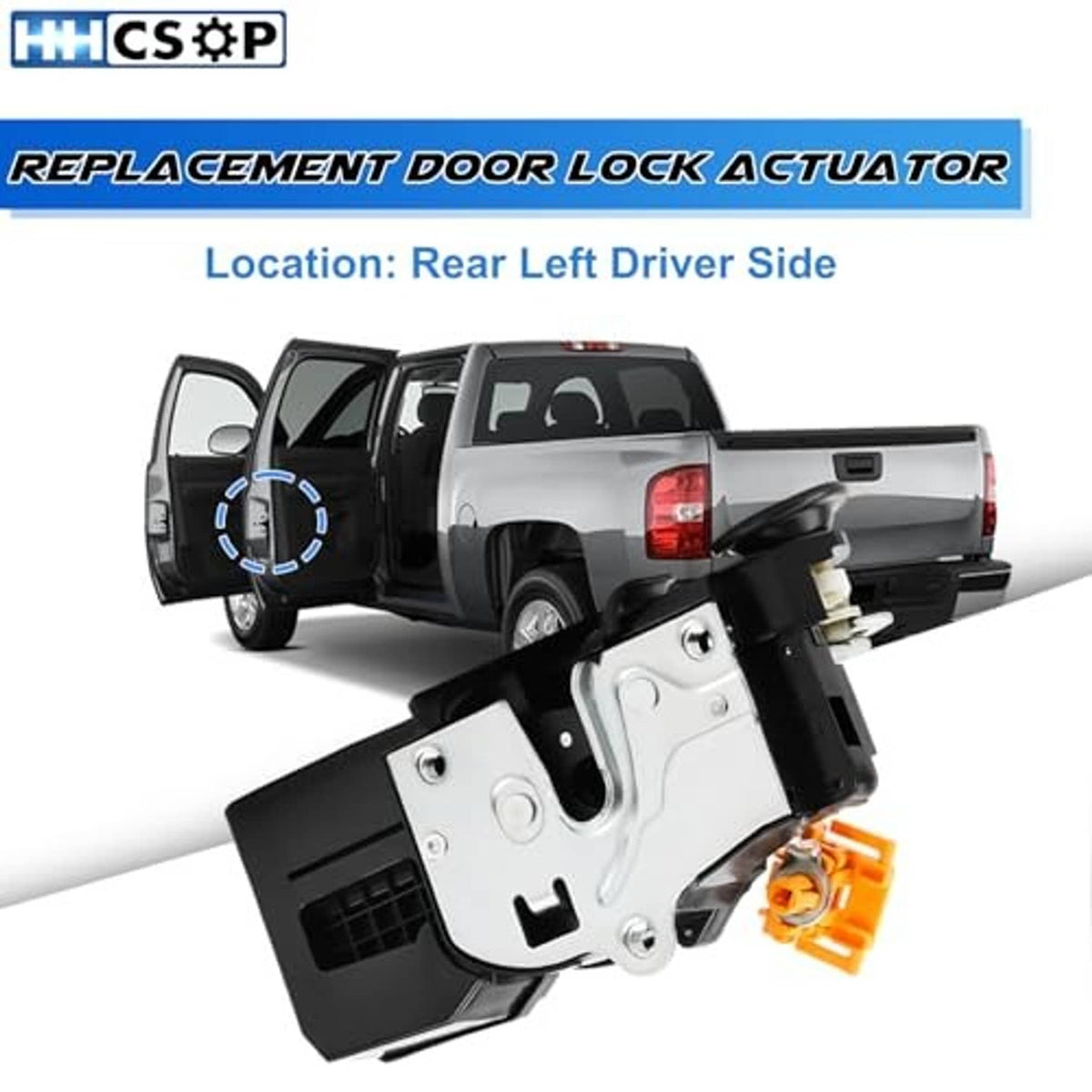Rear left door lock actuator replacement with detached latch mechanism and orange plug