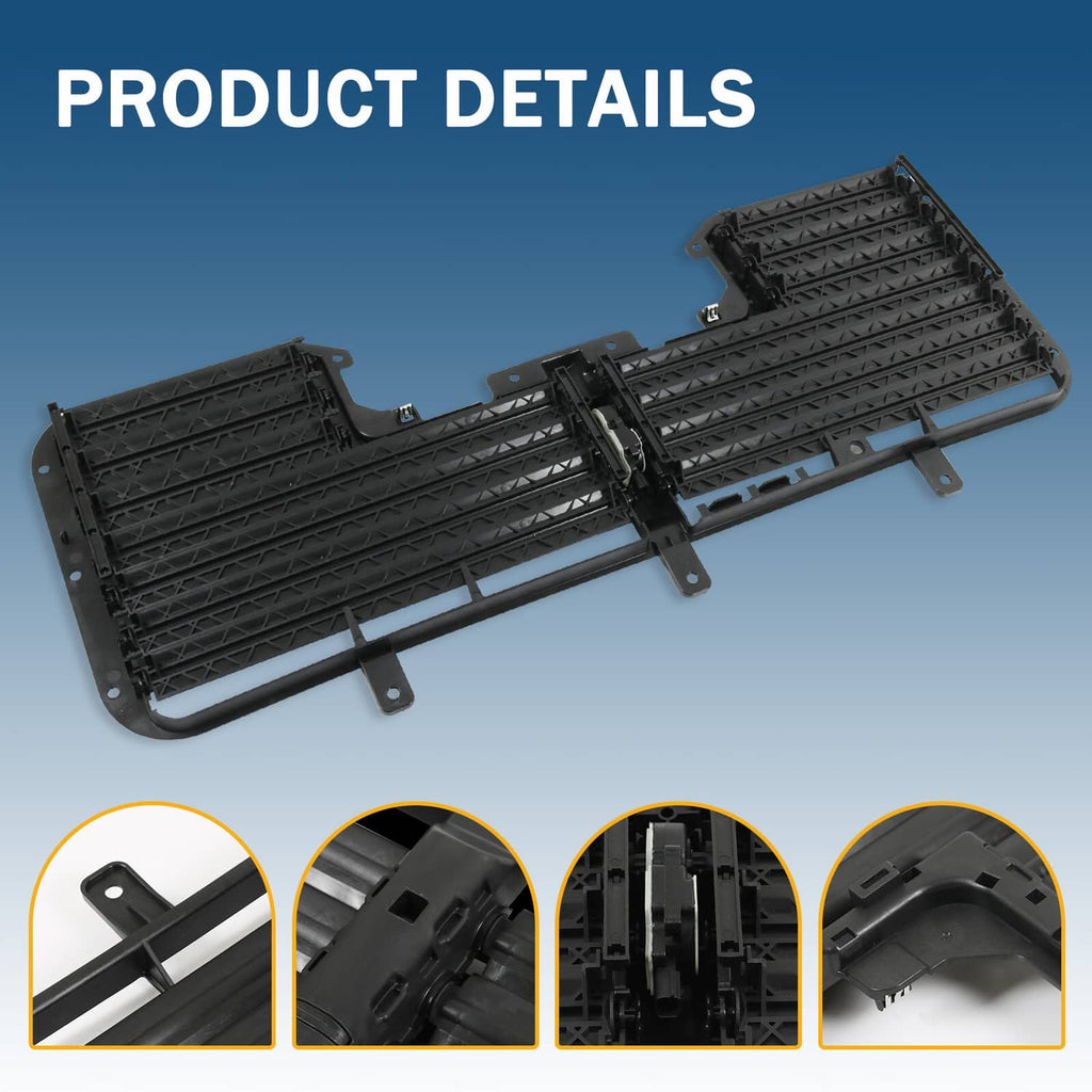 Active grille shutter louver panels with side mounting tabs, black