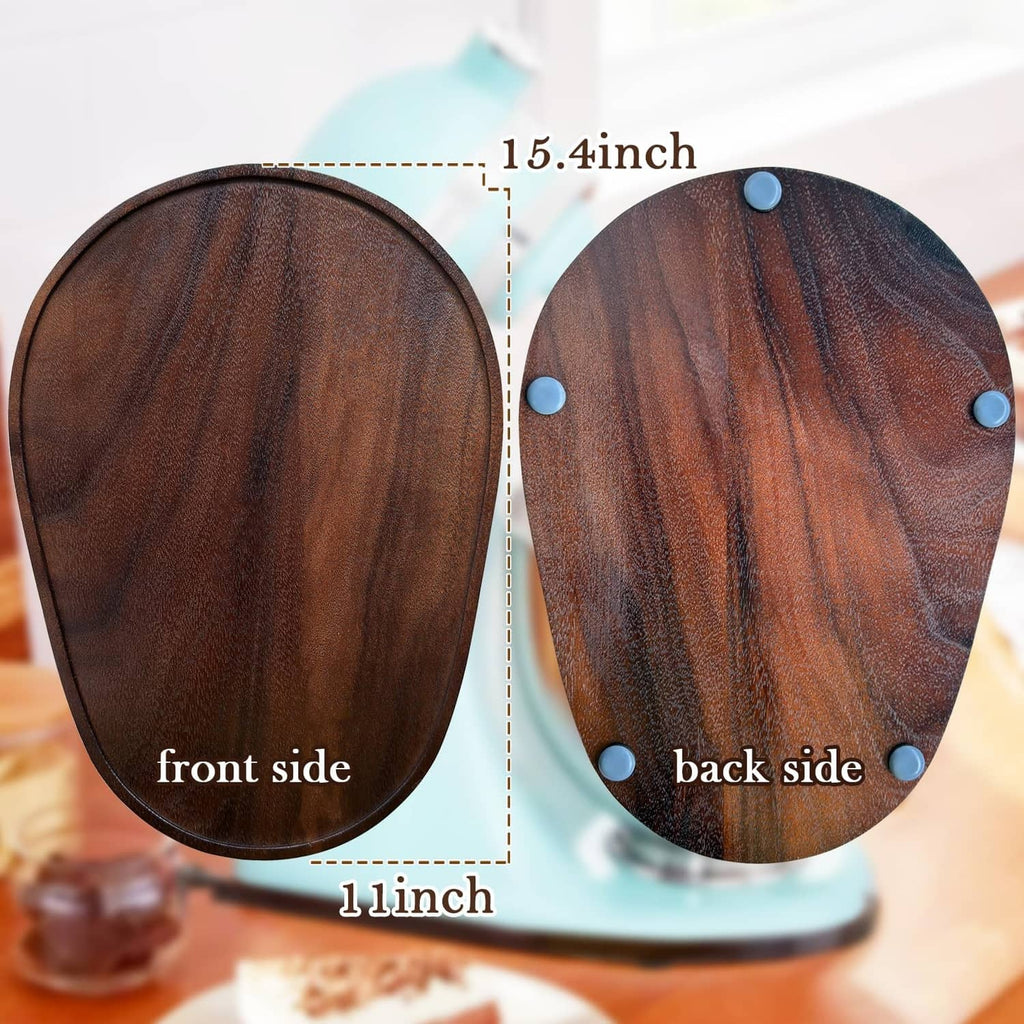 Walnut oval slider mat with blue suction points on back side