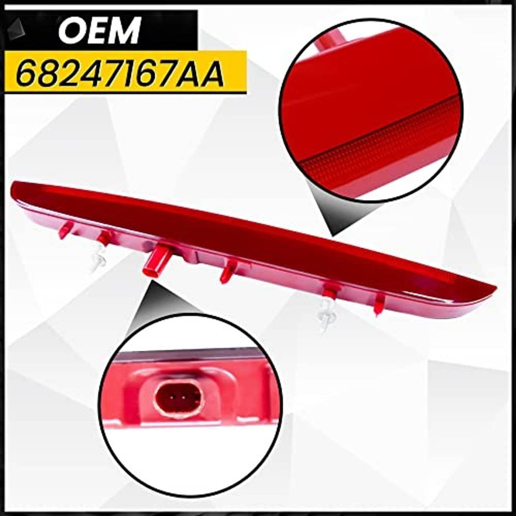 Red high-mount third brake light assembly with wiring socket close-up