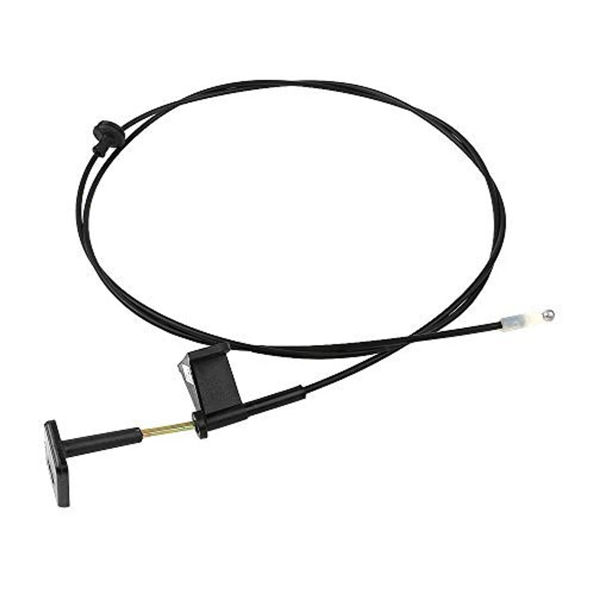 Hood latch release cable wire with black mounting bracket and metal ring