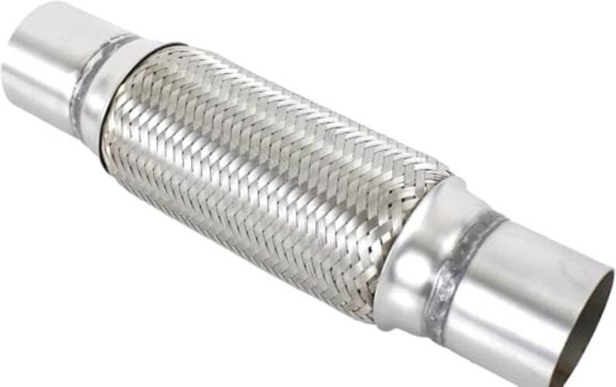 Stainless steel flex exhaust pipe with braided sleeve and crimped ring collar ends