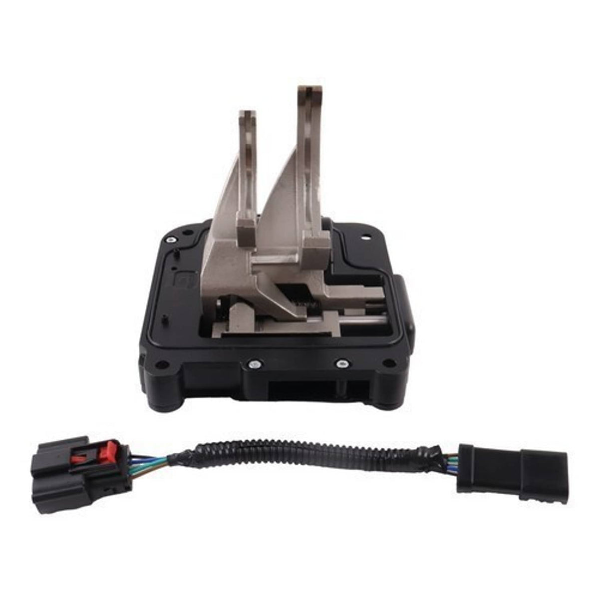 Transfer case actuator with raised internal metal parts and connected wiring harness