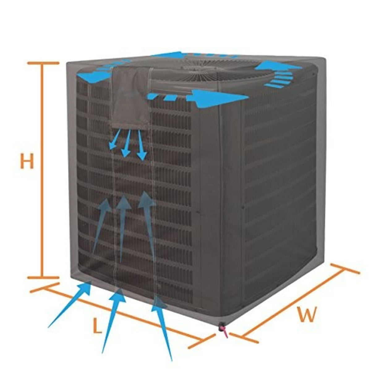 Brown outdoor AC unit cover with vented openings for airflow around the sides.