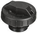 Black fuel tank cap with ridged grip and rectangular latch tab