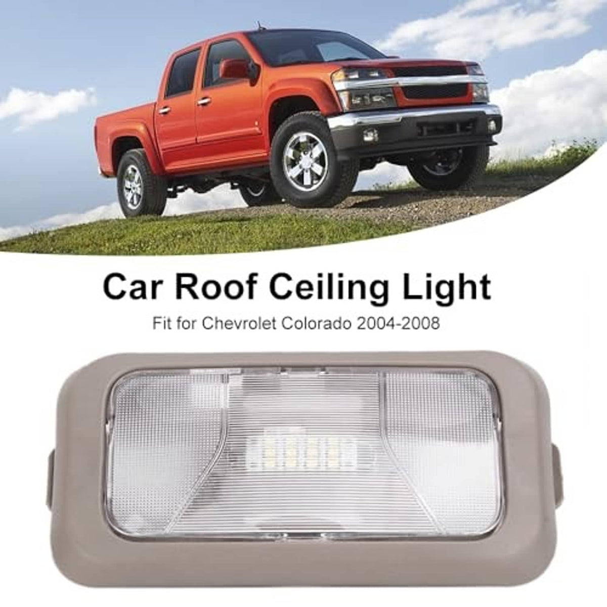 Beige rectangular car roof ceiling light with clear diffuser lens