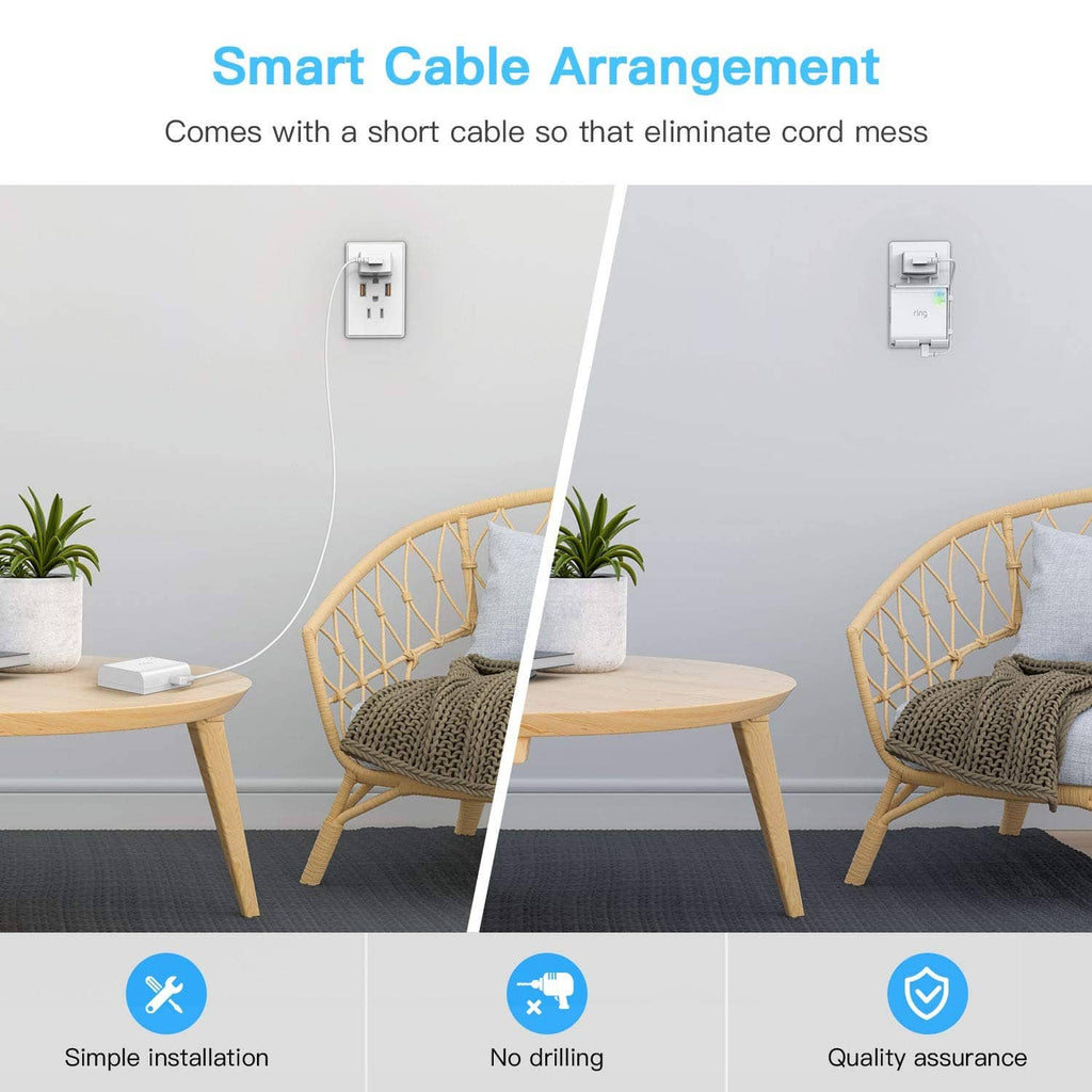 White wall mount adapter with short cable for cleaner smart lighting setup