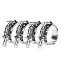 Pack of four stainless T-bolt hose clamps with spring band and hex bolt heads