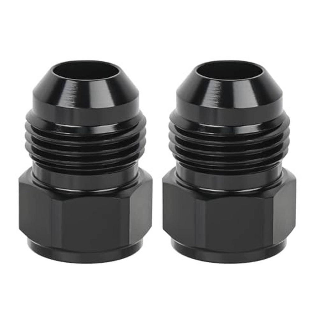 Black AN reducer/expander adapters with threaded ends and flared inlet openings