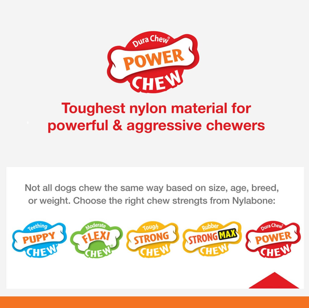 Dura Chew Power Chew logo badge with bold red text and yellow power label