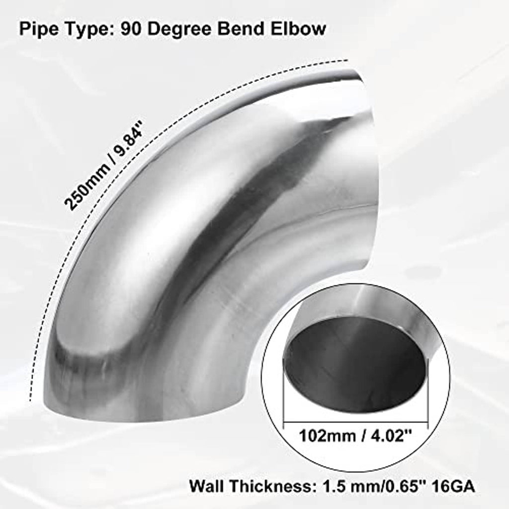 90-degree stainless steel mandrel bend elbow with smooth curved pipe and round end