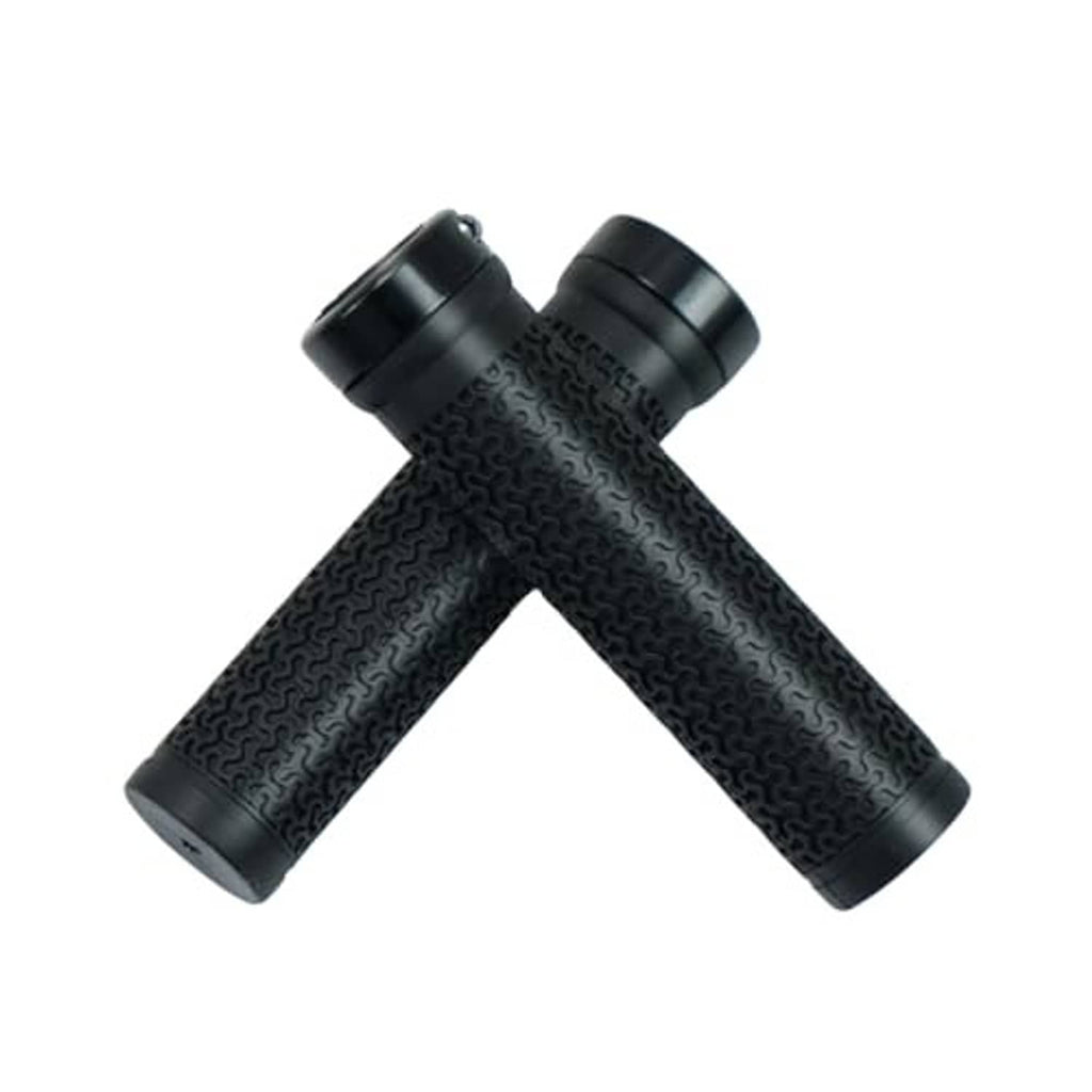 Pair of black textured lock-on grips with cylindrical end sections