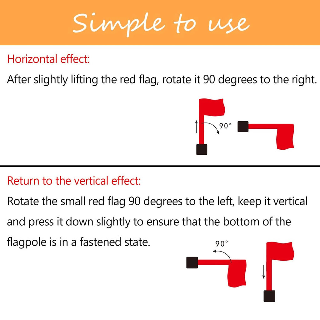 Red mailbox flag rotation and mounting instructions, with black mounting base