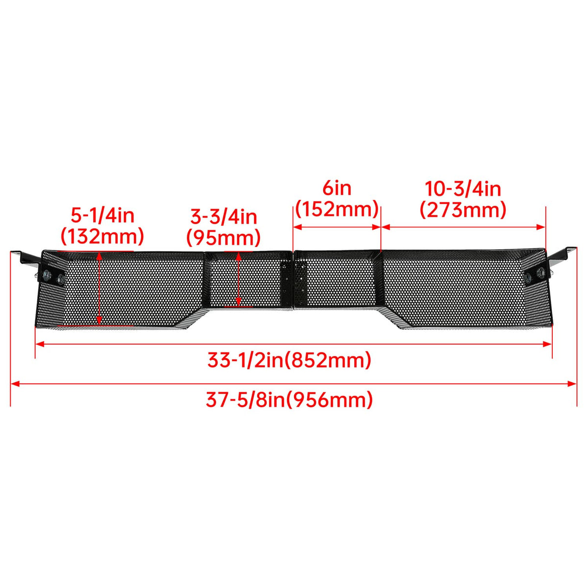 Front inner storage basket box with metal mesh panels and side mounting brackets