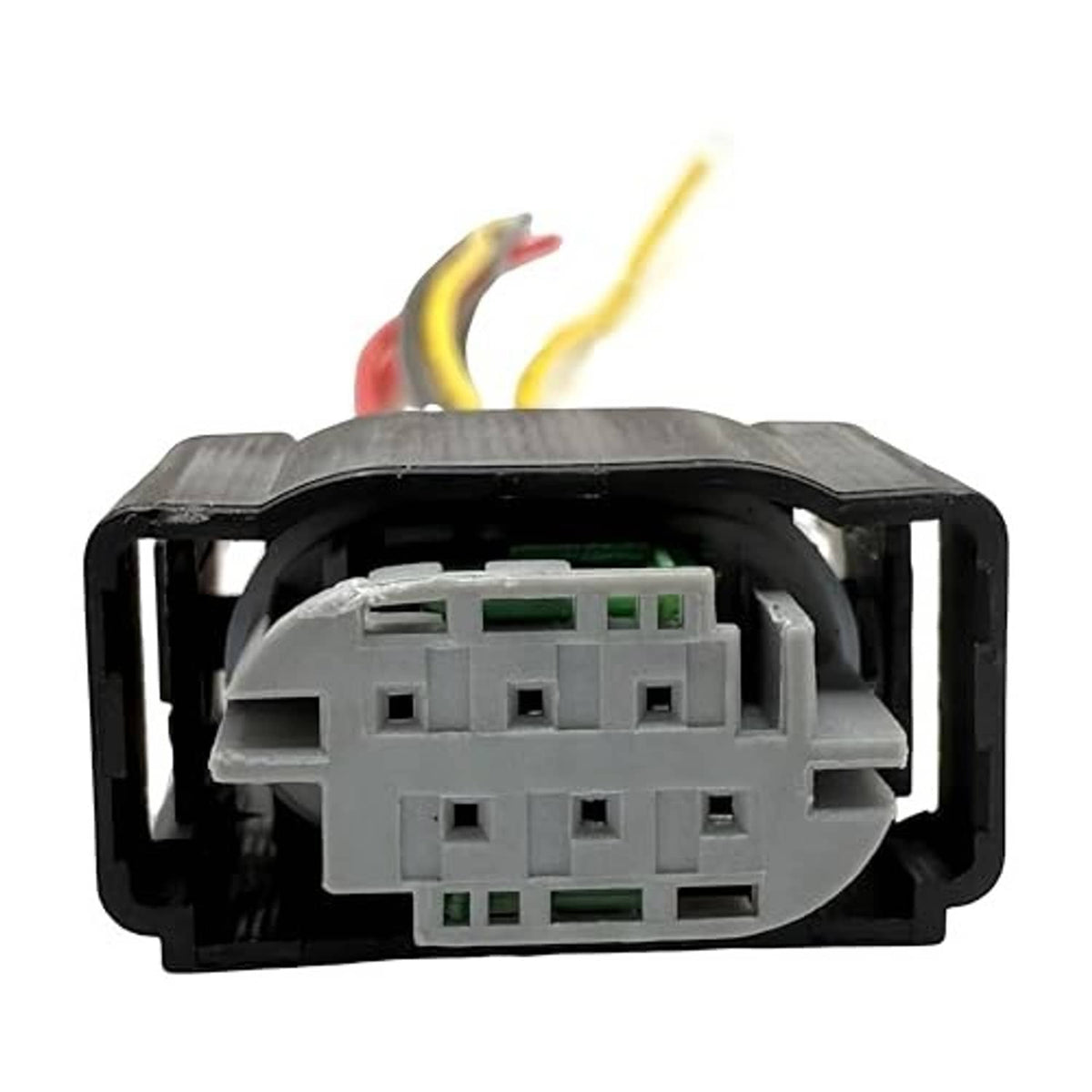 Throttle body TPS connector pigtail, gray plug with multi-pin terminals and colored wires