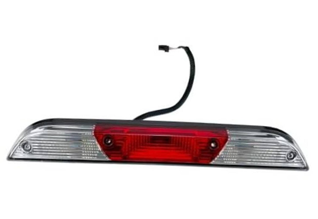 Center high mount third brake light with red lens and chrome housing
