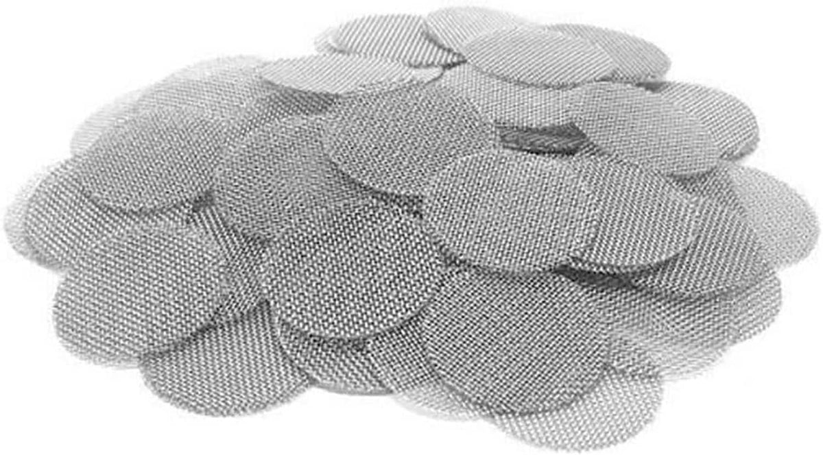 Grouped stainless steel faucet screen mesh inserts with round and domed shapes