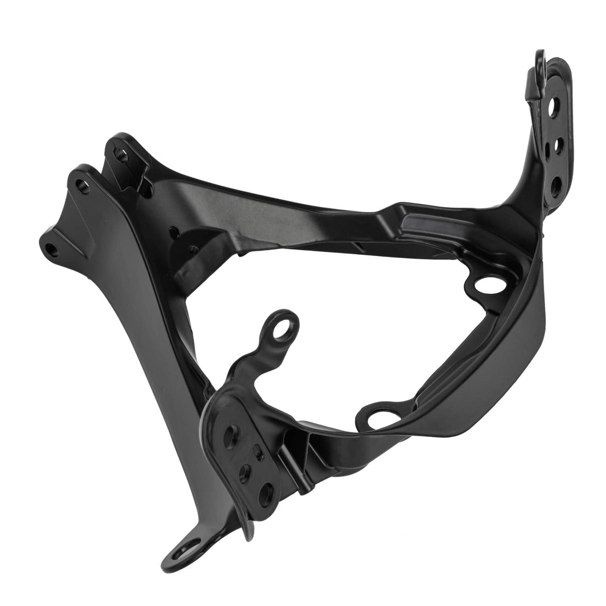 Black fairing bracket stay with side mounting plates and circular holes