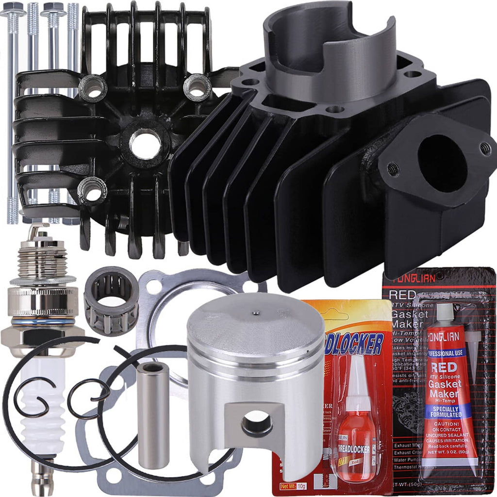 Cylinder top end rebuild components kit with piston, cylinder, rings, gaskets, and parts