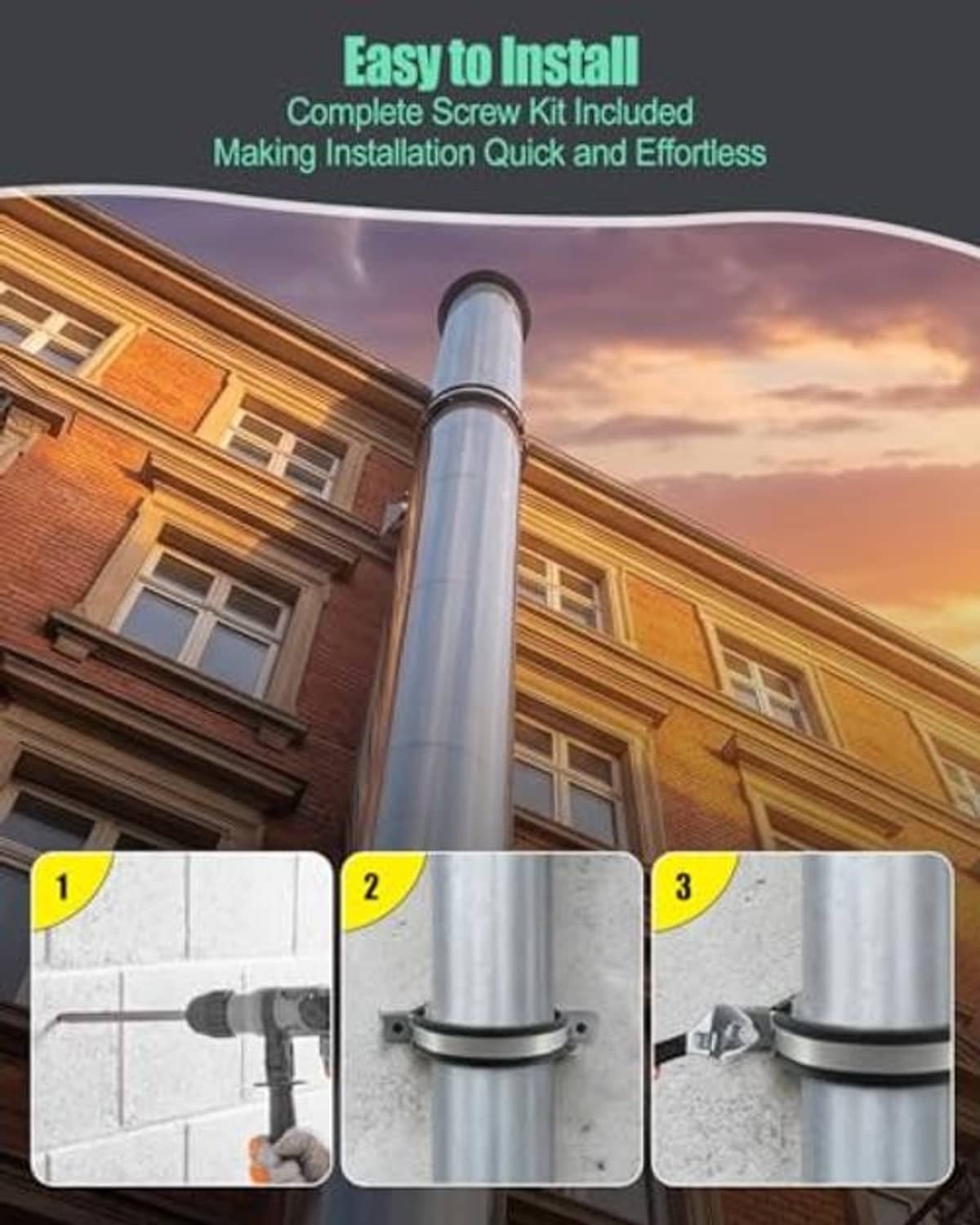 Stainless split ring pipe hanger with black ring insert and included mounting screws