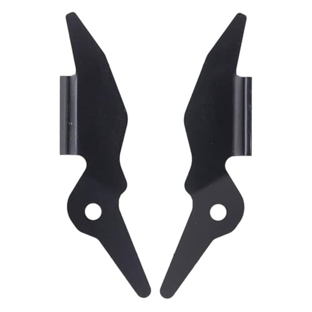 Pair of black bumper bracket supports with circular mounting holes