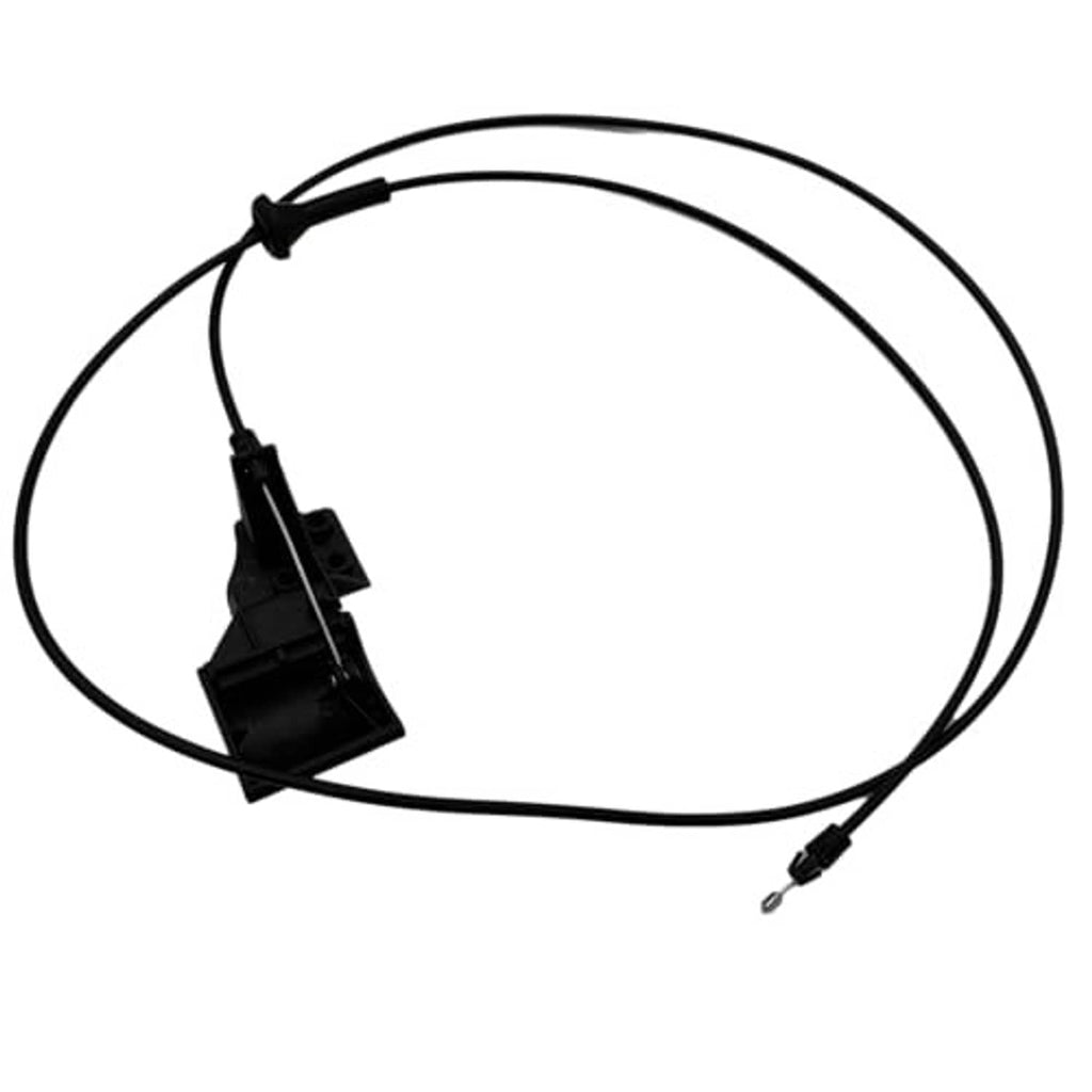 Black hood release cable with handle, connector ends and long wiring run