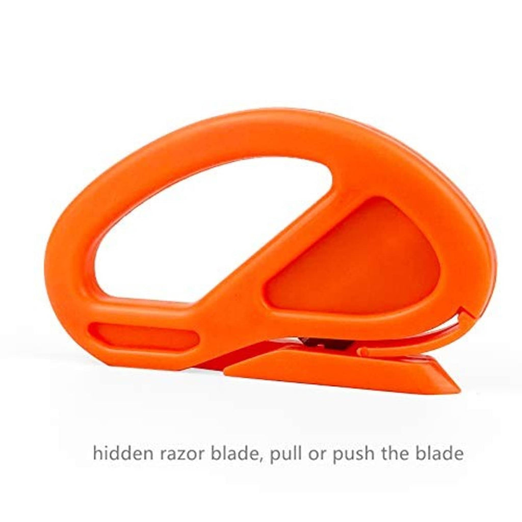 Orange utility cutter with hidden razor blade for vinyl film and window wrap