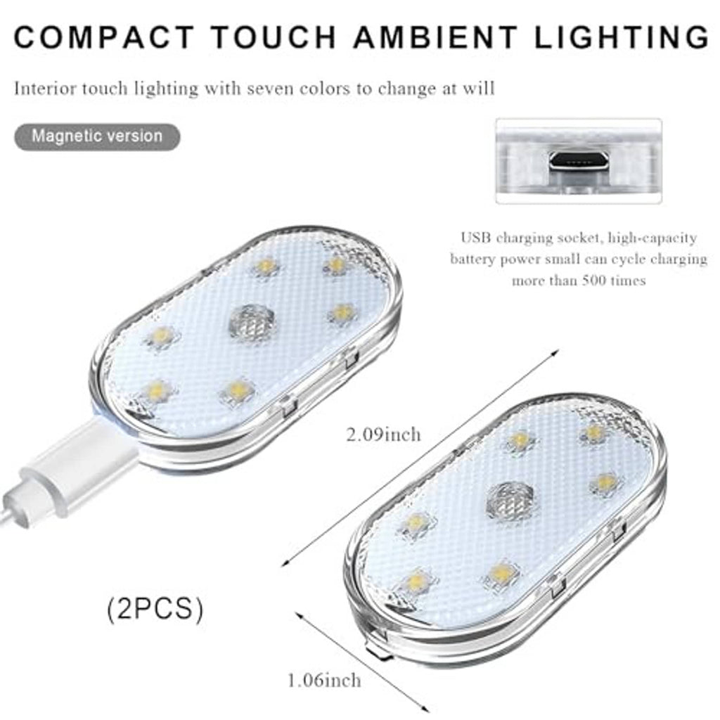 Magnetic LED touch light pair, clear oval housings with small USB charging cable