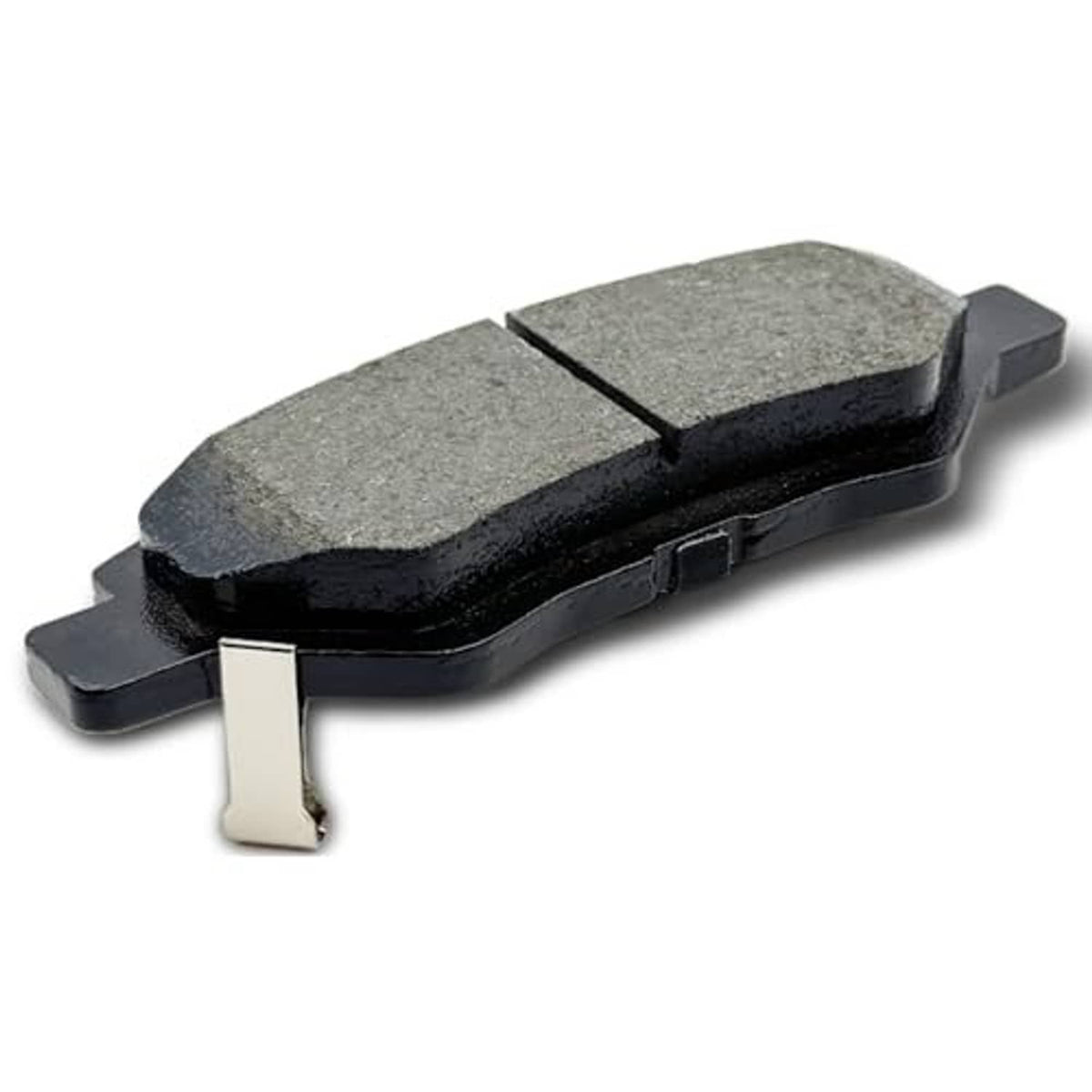 Ceramic brake pad, gray friction material with exposed mounting tabs